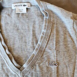 Lacoste Cotton V-Neck Sweater - Grey - 34